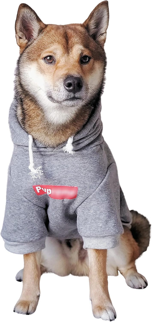 Pup Dog Hoodie, Cat Hoodies - Stylish Streetwear Sweatshirt, Cotton Pet Clothing for Dog Cat Puppy Small Medium Large (5XL) - Gray