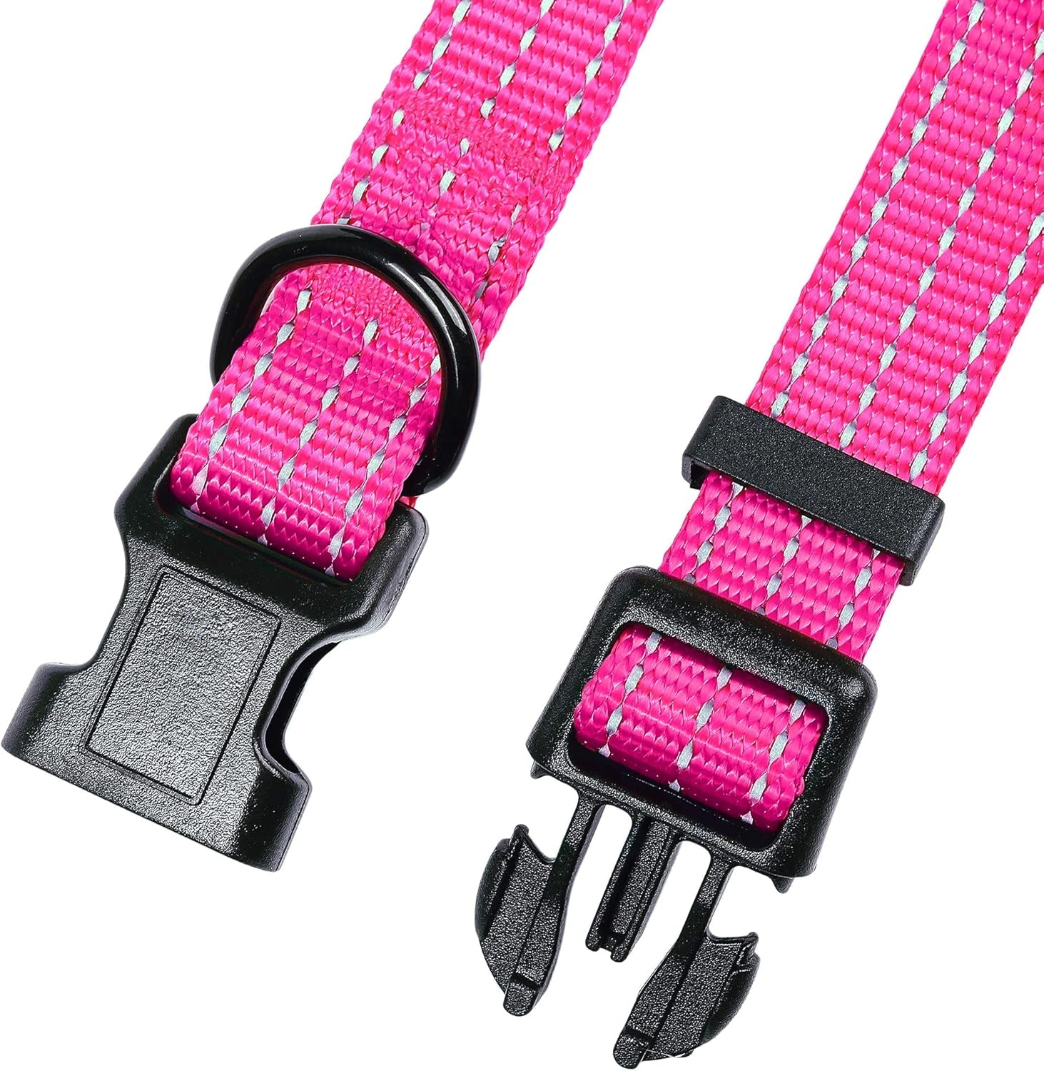 Dog Collar | Nylon Reflective Dog Collars | Light Weight Puppy Collars | Pink Dog Collars for Small Dogs (Solid Pink, X-Small)
