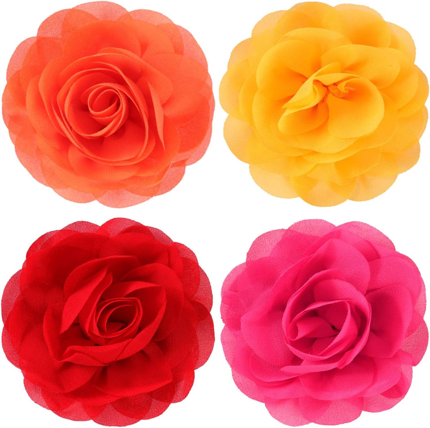 4 Pieces Dog Flower Bow Collar Multicolored Pet Bow Collar Dog Charms Flower Set for Puppy Cat Pet Grooming Accessories(Red, Bright Pink, Bright Yellow, Orange Pink)
