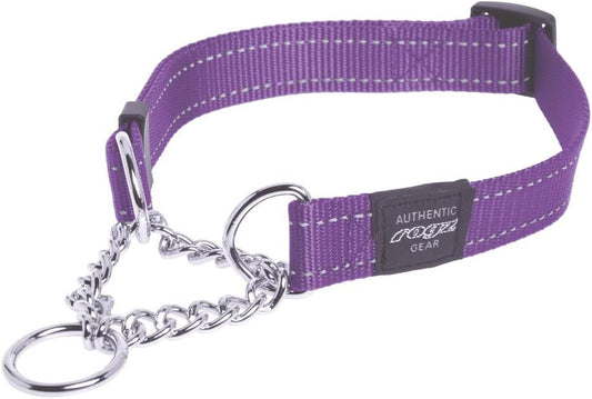 Reflective Nylon Choke Collar; Slip Show Obedience Training Gentle Choker for Extra Large Dogs, Purple