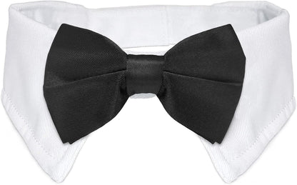 Dog Bow Tie,  Pet Bowtie Collar Black, Adjustable White Pet Tuxedo Collar with Black Dog Neck Bow Tie for Medium Large Boy Dogs Wedding Formal Tuxedo Suit Tux Outfits Birthday Costumes