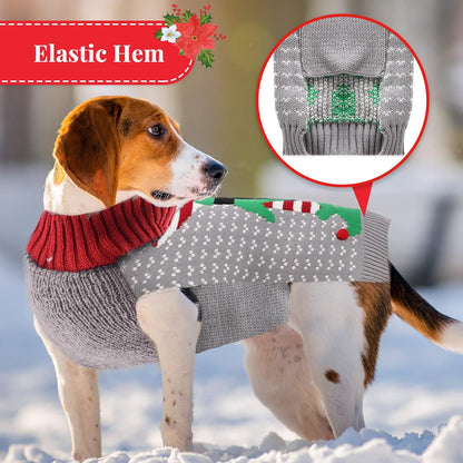 Dog Christmas Sweater Cute Funny Clown Cat Ugly Xmas Outfit Holiday Puppy Costumes Fall Winter Pet Knitted Sweaters Clothes for Small Medium Large Dogs Cats(Xs,Green)