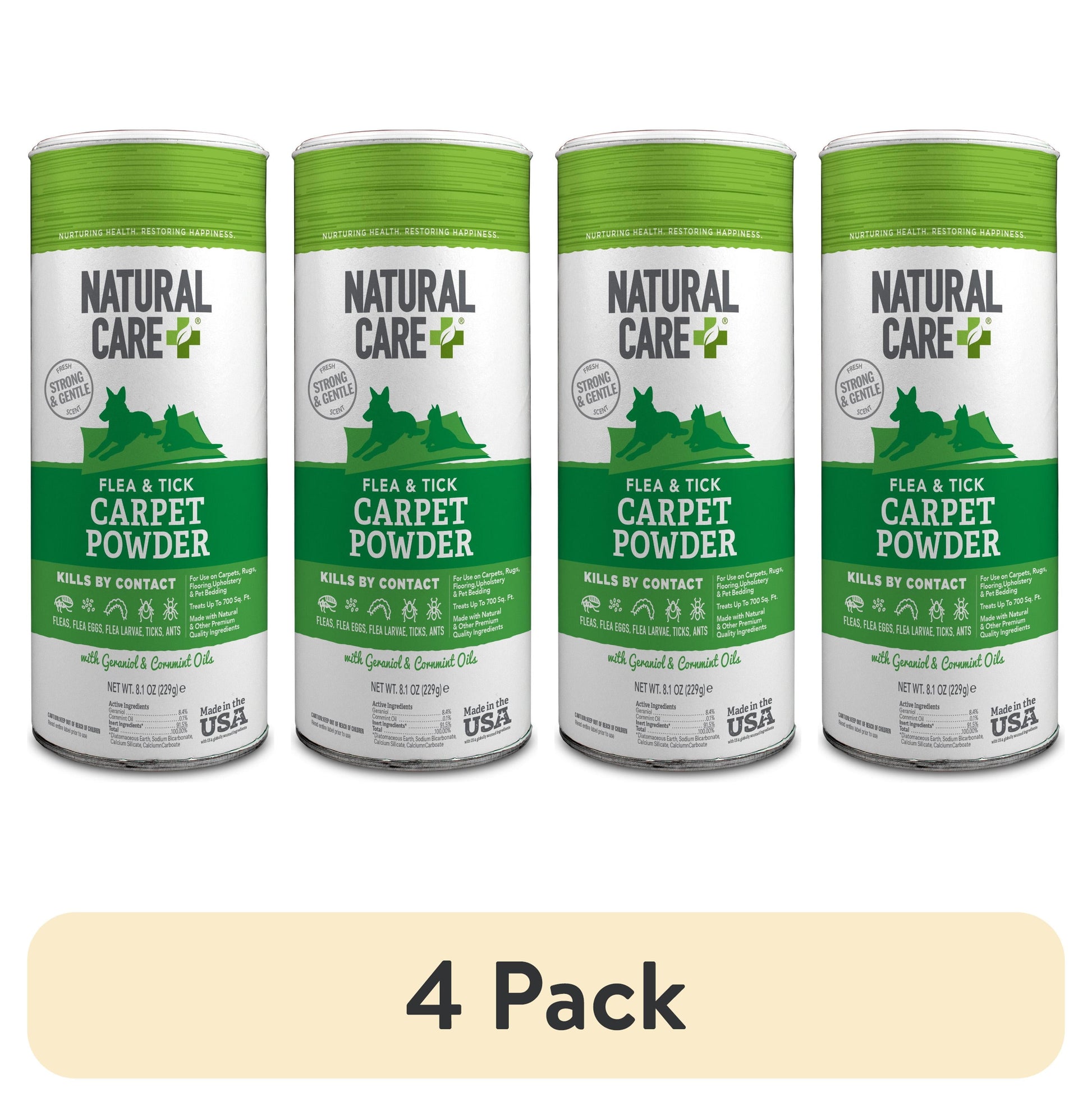 (4 Pack)  Flea and Tick Carpet Powder - 8.1 Ounce Canister