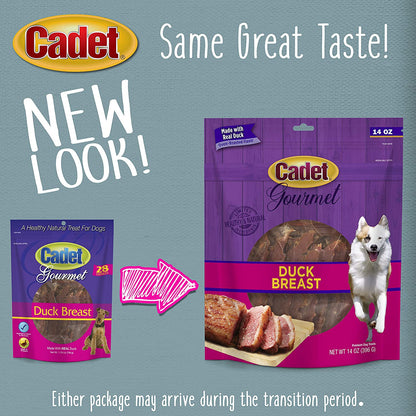 Gourmet Duck Breast Jerky Dog Treats, Healthy, Long-Lasting High-Protein Training Treats for Small & Large Dogs, 14 Oz.