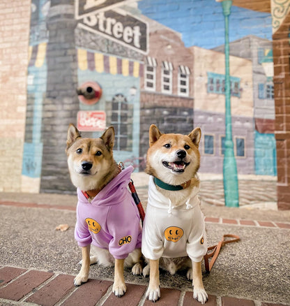 Smiley Dog Hoodie Stylish Dog Clothes Smiley Face Sweater Cotton Sweatshirt Fashion Outfit for Dogs Cats Puppy Small Medium Large (M, Purple)