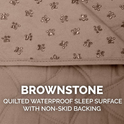 Waterproof & Non-Slip Twin Size Mattress Cover Protector for Dogs & Cats, Washable, for Beds, Couches, & Car Seats - Quilted Twill Blanket Mattress Cover - Brownstone, Small/Twin Size