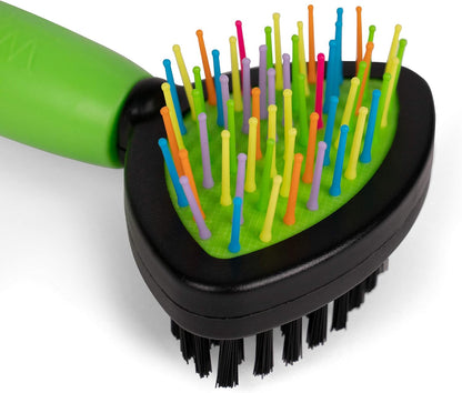 Two-Sided Brush for Small and Long-Haired Dogs | 2-In-1 Bristle and Straight Pin Grooming Supplies for All Dogs