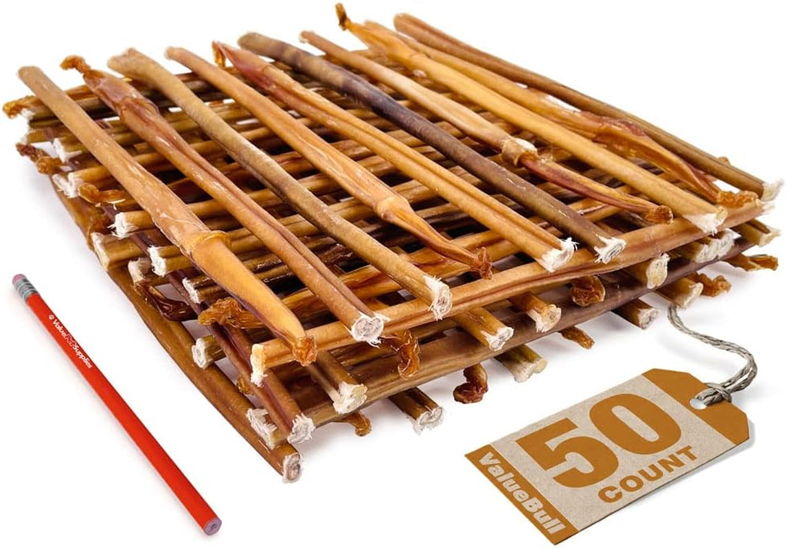 USA Bully Sticks for Small Dogs, Thin 12 Inch, 50 Count - All Natural, Grass Fed, Single Ingredient, Long Lasting Dog Treats