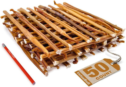 USA Bully Sticks for Small Dogs, Thin 12 Inch, 50 Count - All Natural, Grass Fed, Single Ingredient, Long Lasting Dog Treats