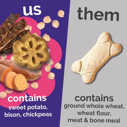 Skinny Mini Dog Treats, Healthy Sweet Potato Treat for Dogs, Low Calorie & Delicious, Puppy Training, No Wheat, Corn or Soy, Made in the USA, Grilled Bison Flavor, 12Oz
