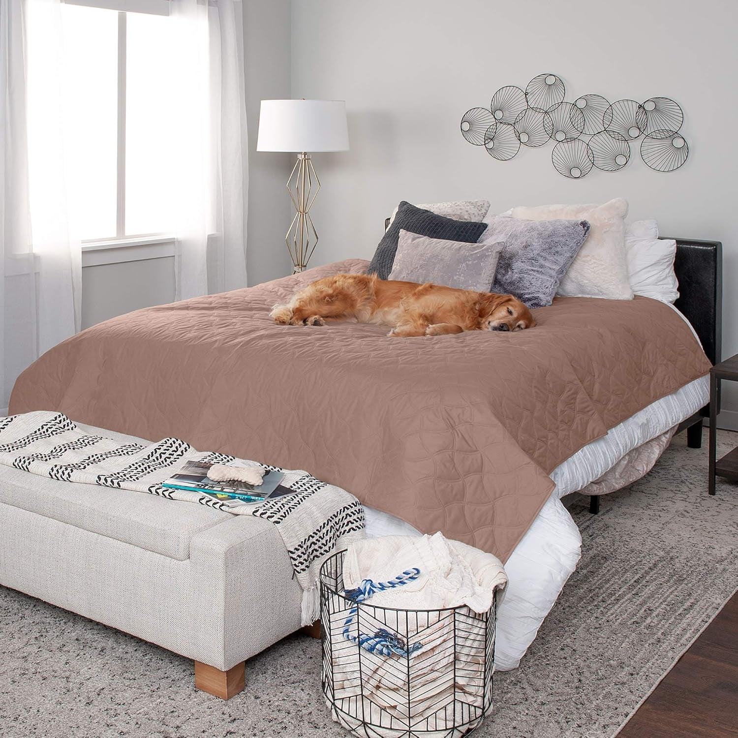Waterproof & Non-Slip Twin Size Mattress Cover Protector for Dogs & Cats, Washable, for Beds, Couches, & Car Seats - Quilted Twill Blanket Mattress Cover - Brownstone, Small/Twin Size