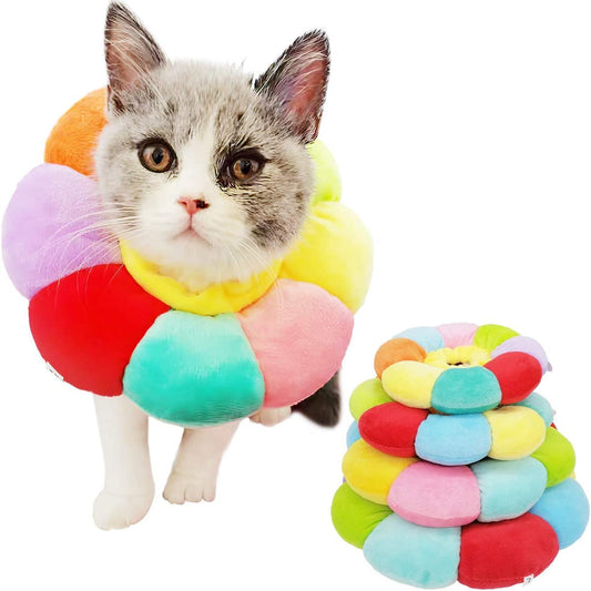 Cat Small Dog Recovery Collar, Cute Neck Cone after Surgery, Adjustable Pet E Collar, Wound Healing Protective Cone Surgery Recovery Elizabethan Collars for Small Pet (S(Within 4Lb), Colorful)
