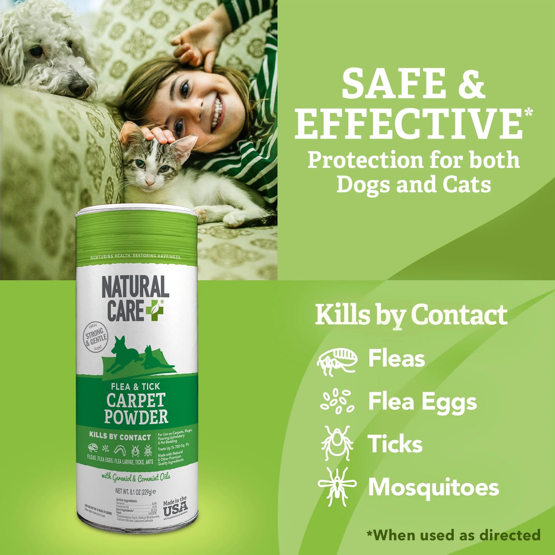 (4 Pack)  Flea and Tick Carpet Powder - 8.1 Ounce Canister