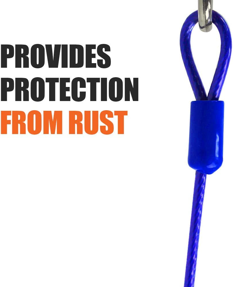 Dog Tie Out Cable 15 Feet - Heavy Duty Dog Lead up to 60 Pounds - Reflective & Rust-Free with Quick Release Swivel Clips & 360° Rotating Clasp - Tangle-Free Dogs Runner for Yard (Blue, Single)