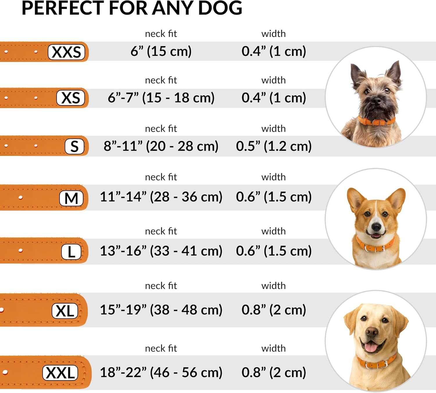 Rolled Leather Dog Collar, Soft Padded round Puppy Collar, Handmade Genuine Leather Collar Dog Small Large Cat Collars 13 Colors (6-7 Inch, Orange Textured)