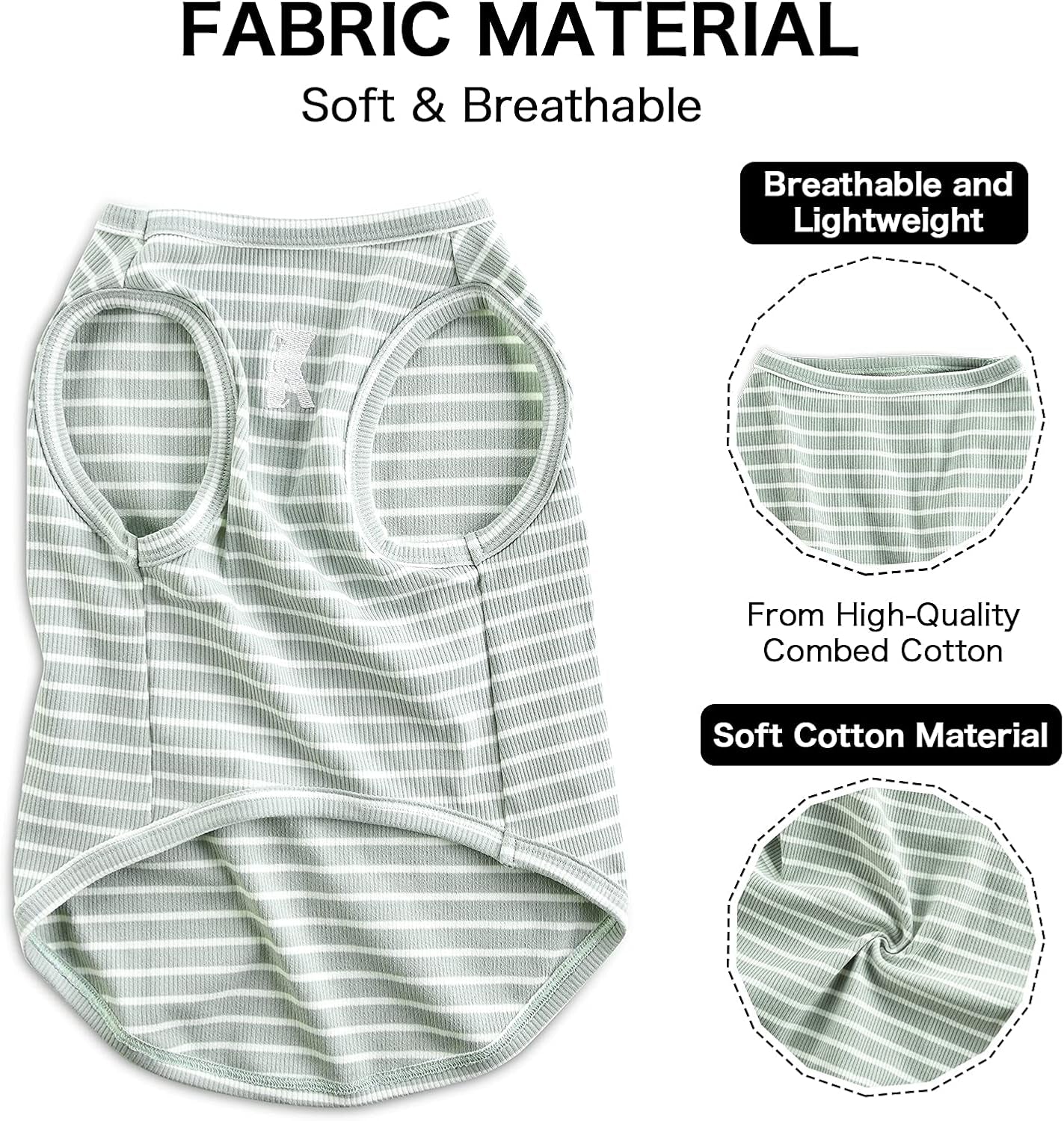 Dog Shirt Vest Lightweight Stretchy Dog T-Shirt Soft Cool Shirts Sleeveless Stripe Vests Breathable Clothes for Puppy Kitty Cats Small Medium Large Dogs 2 Pack Pink + Green [Xl/Extra Large]
