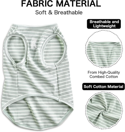 Dog Shirt Vest Lightweight Stretchy Dog T-Shirt Soft Cool Shirts Sleeveless Stripe Vests Breathable Clothes for Puppy Kitty Cats Small Medium Large Dogs 2 Pack Pink + Green [Xl/Extra Large]