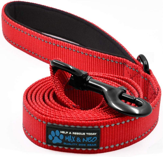 Reflective Nylon Dog Leash - We Donate One to Rescue for Each Sold (RED, 4Ft)
