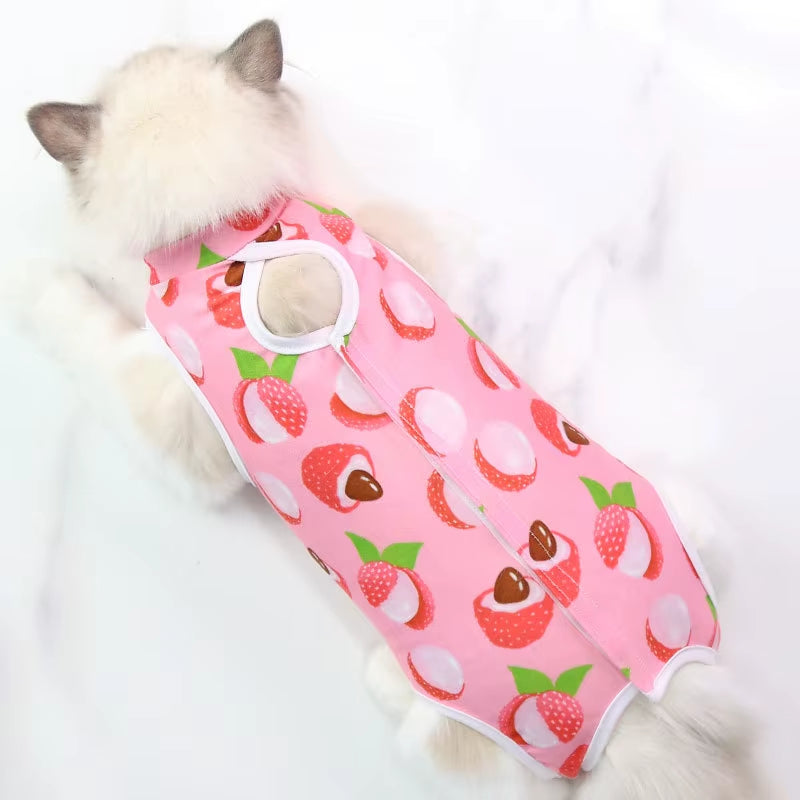 Cat Weaning Sterilization Suit Small Dog Cats Jumpsuit Anti-Lick Recovery Clothing after Surgery Cute Print Pet Care Clothes