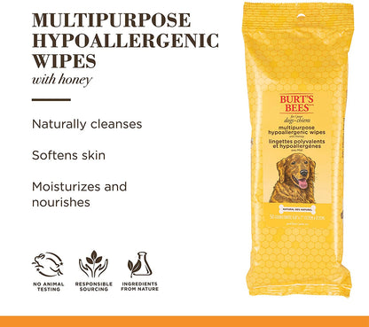 for Pets Multipurpose Dog Wipes with with Honey, 98% Natural Origin Formulas, Hypoallergenic Dog Wipes Cleaning, Dog Cleaning Wipes, Dog Wipes for Paws and Butt, 50Ct