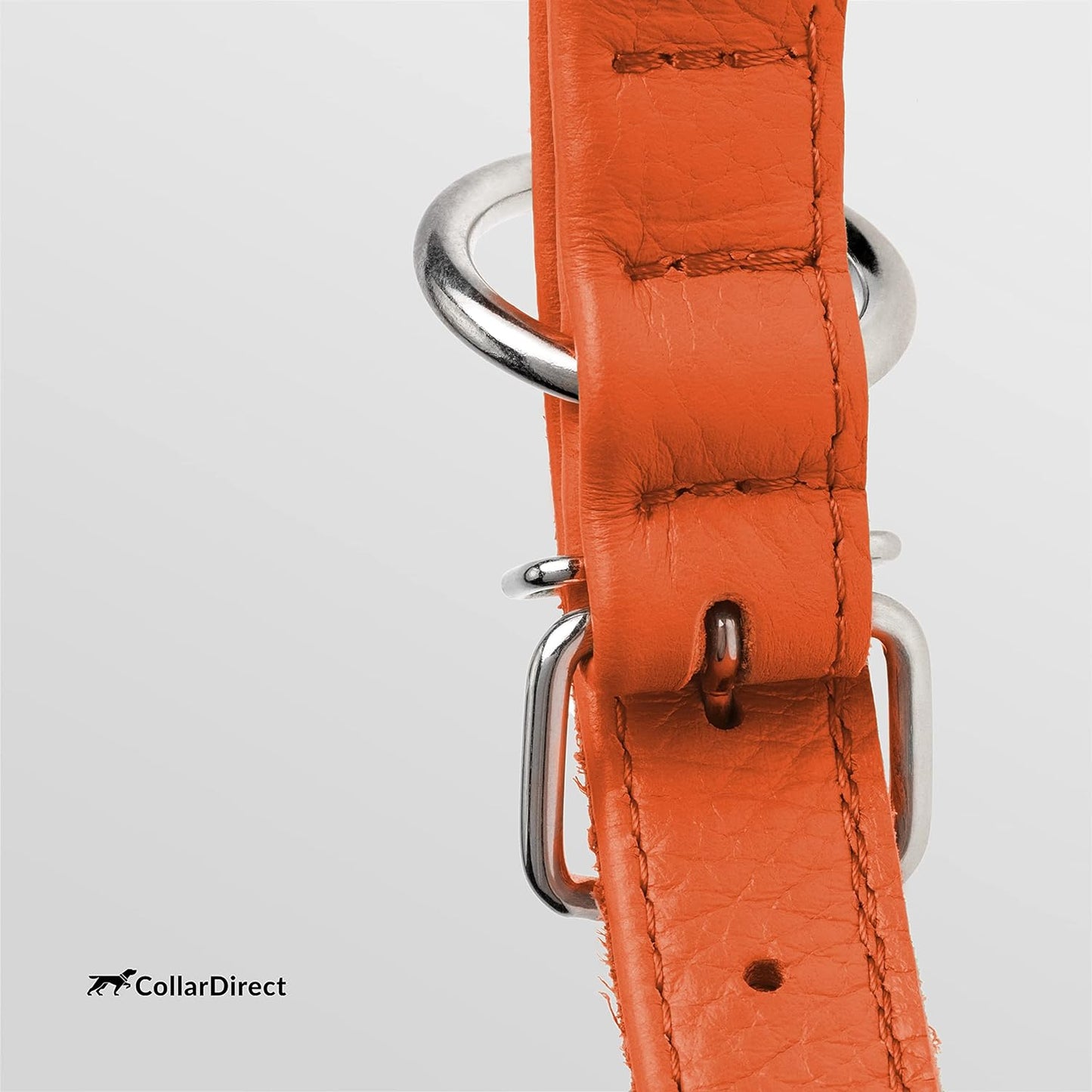Rolled Leather Dog Collar, Soft Padded round Puppy Collar, Handmade Genuine Leather Collar Dog Small Large Cat Collars 13 Colors (8-11 Inch, Orange Textured)