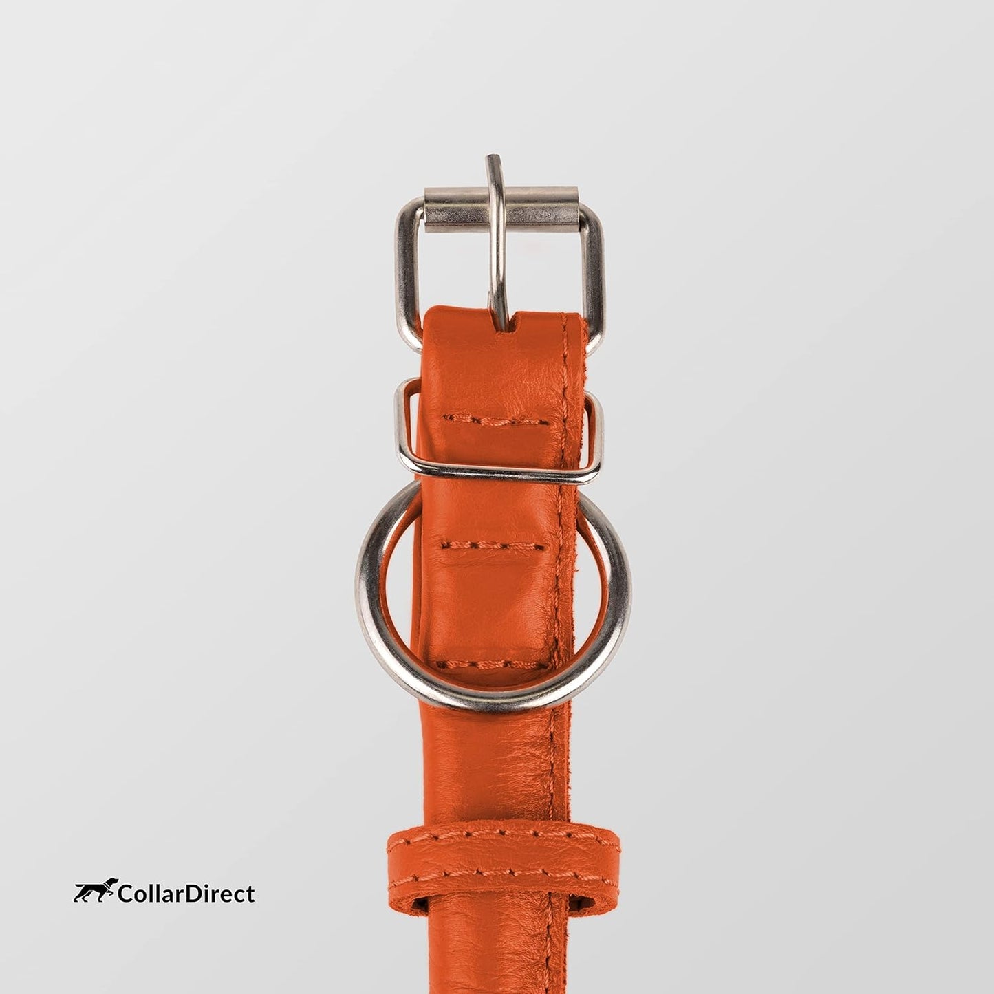 Rolled Leather Dog Collar, Soft Padded round Puppy Collar, Handmade Genuine Leather Collar Dog Small Large Cat Collars 13 Colors (6-7 Inch, Orange Textured)