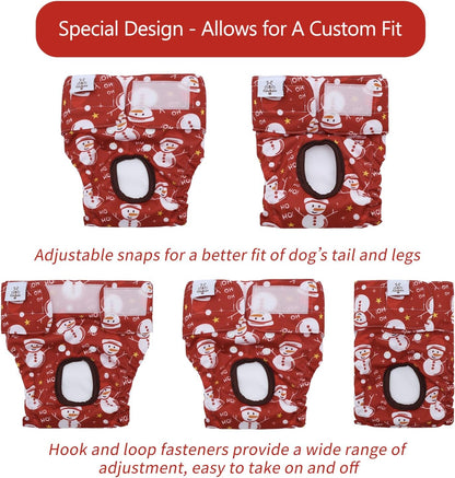 Christmas Dog Diapers Female Washable Small Medium Large 3 Pack Reusable Doggie Diapers Puppy Period Pants for Doggy Heat Cycle Peeing D75M