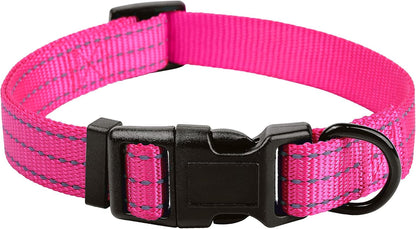 Dog Collar | Nylon Reflective Dog Collars | Light Weight Puppy Collars | Pink Dog Collars for Small Dogs (Solid Pink, X-Small)