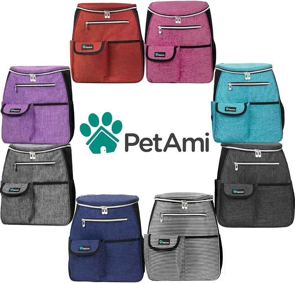 Dog Travel Bag Backpack, Airline Approved Dog Bags for Traveling, Puppy Diaper Bag Supplies, Pet Camping Essentials Hiking Accessories Dog Mom Gift, Food Container, Collapsible Bowls, Red
