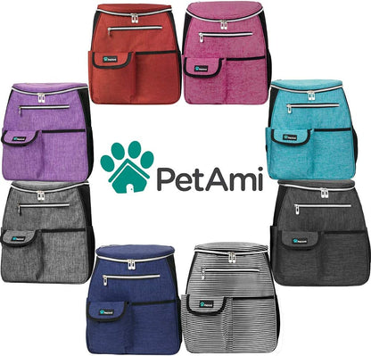 Dog Travel Bag Backpack, Airline Approved Dog Bags for Traveling, Puppy Diaper Bag Supplies, Pet Camping Essentials Hiking Accessories Dog Mom Gift, Food Container, Collapsible Bowls, Red