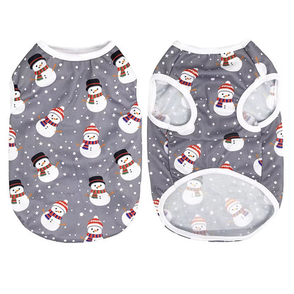 Christmas Dog Clothes for Small Medium Dogs Cats Xmas Deer Snowman Print Puppy T-Shirt Pug Vest Coat Chihuahua Pug Pet Costumes