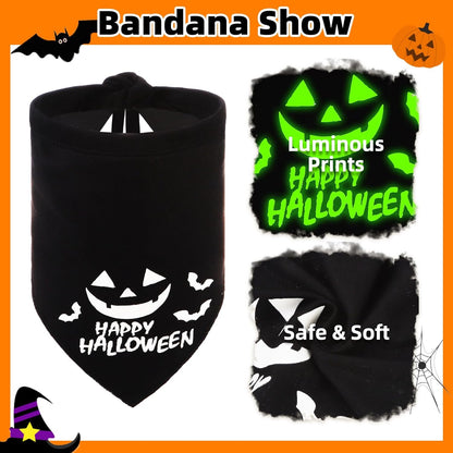 Dog Halloween Bandanas Scarf with Cute Doggy Wizard'S Hat, Pumpkin Costumes Decorations for Small Medium Large Dogs Boy Girl Funny, Black