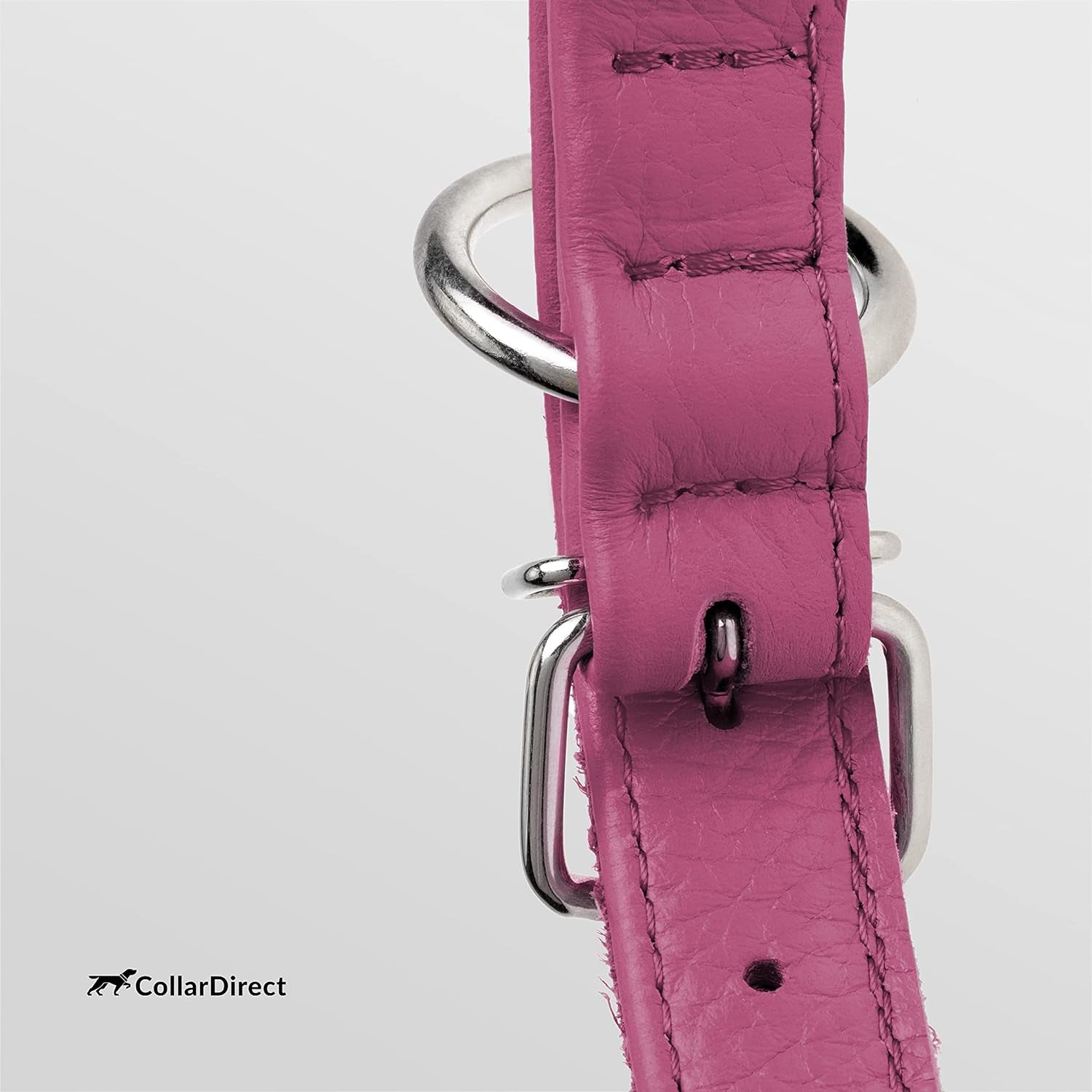 Rolled Leather Dog Collar, Soft Padded round Puppy Collar, Handmade Genuine Leather Collar Dog Small Large Cat Collars 13 Colors (13-16 Inch, Pink Textured)