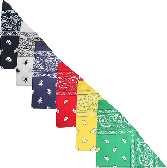 6 Paisley Polyester Dog & Cats Bandana Triangle Bibs - Washable & One Size (Mix