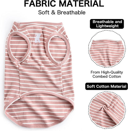 Dog Shirt Vest Lightweight Stretchy Dog T-Shirt Soft Cool Shirts Sleeveless Stripe Vests Breathable Clothes for Puppy Kitty Cats Small Medium Large Dogs 2 Pack Pink + Green [Xl/Extra Large]