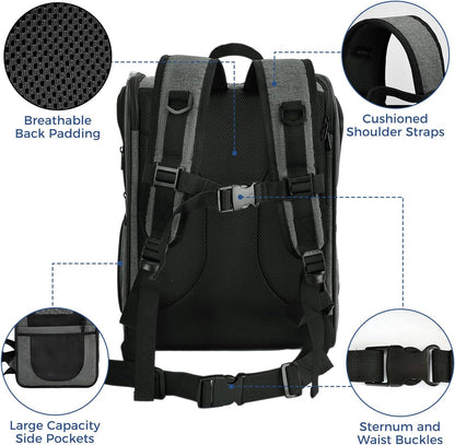 Pet Carrier Backpack for 4-15Lb Cats and Dogs, Puppies, Safety Features and Cushion Back Support | for Travel, Hiking, Outdoor Use (Gray)