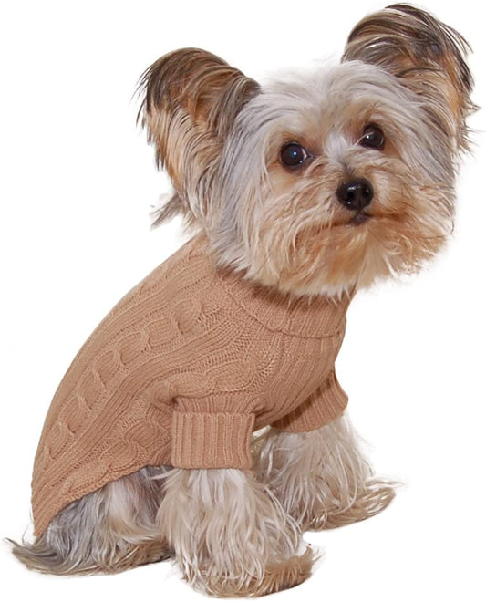 Turtleneck Dog Sweater Camel Size #08