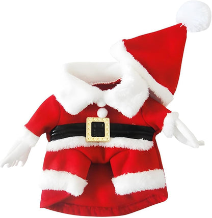Pet Christmas Costumes Dog Suit with Cap Santa Claus Suit Dog Hoodies Cat Xmas Costumes (Red, L)
