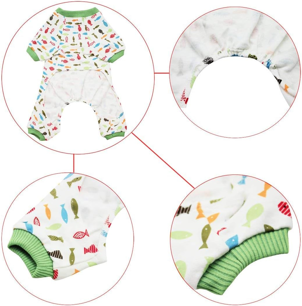 2-Pack Pet Clothes Puppy Cute Pajamas Dogs Cotton Rompers Cats Jumpsuits Cosy Apparel Dog Shirt Small Canine Costumes, Plane & Giraffe M