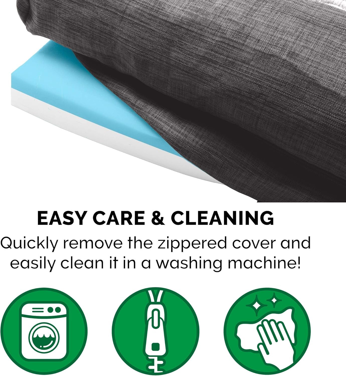 Cooling Gel Dog Bed for Large/Medium Dogs W/ Removable Bolsters & Washable Cover, for Dogs up to 55 Lbs - Luxe Faux Fur & Performance Linen Sofa - Charcoal, Large