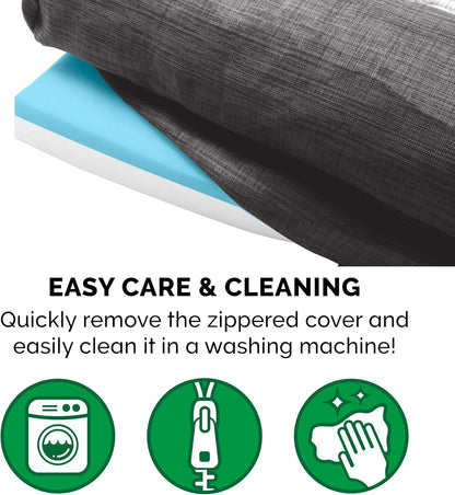 Cooling Gel Dog Bed for Large/Medium Dogs W/ Removable Bolsters & Washable Cover, for Dogs up to 55 Lbs - Luxe Faux Fur & Performance Linen Sofa - Charcoal, Large