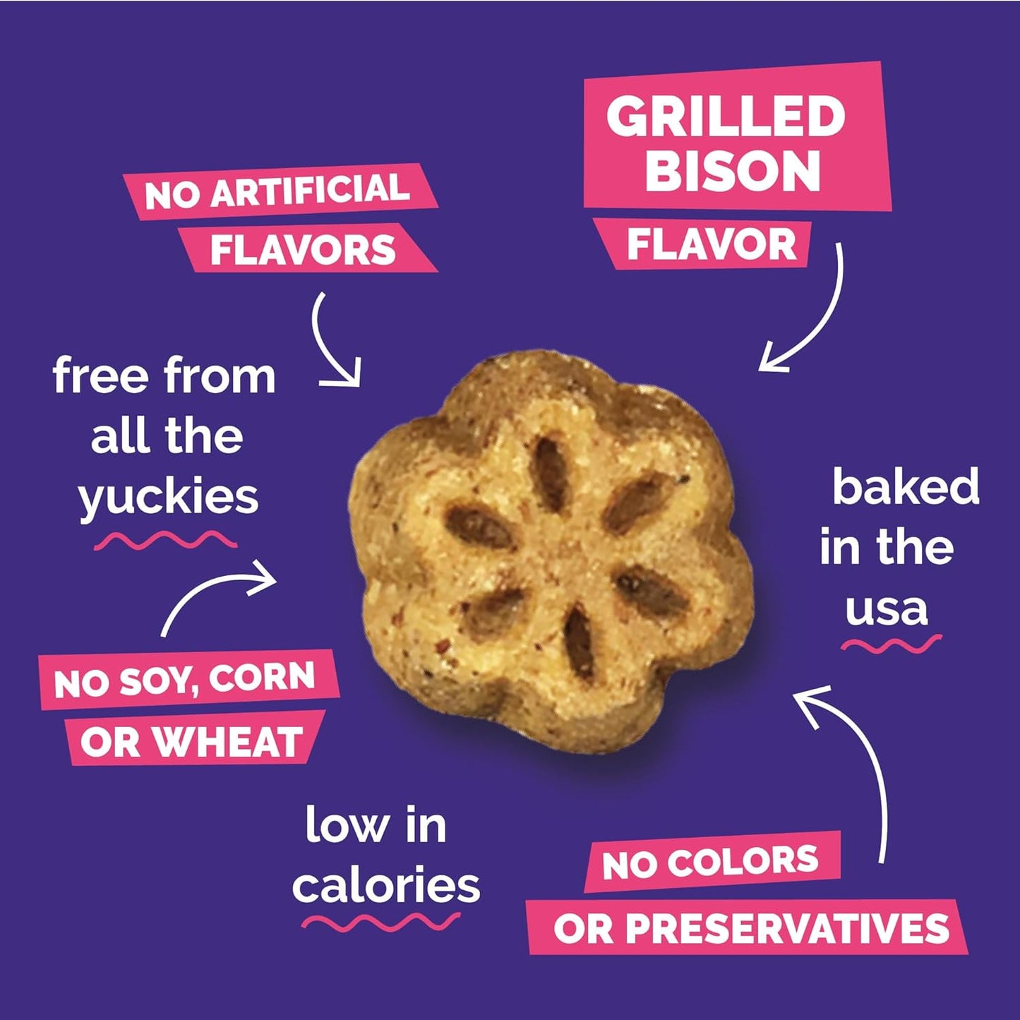 Skinny Mini Dog Treats, Healthy Sweet Potato Treat for Dogs, Low Calorie & Delicious, Puppy Training, No Wheat, Corn or Soy, Made in the USA, Grilled Bison Flavor, 12Oz