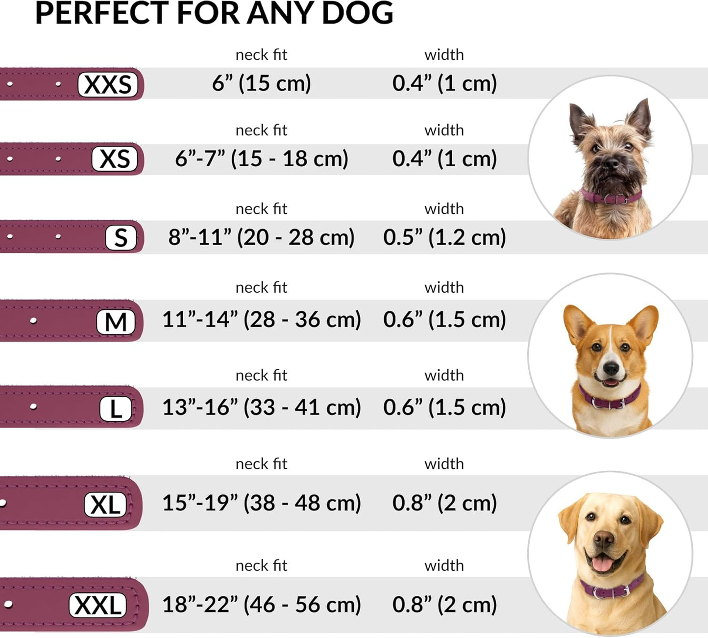 Rolled Leather Dog Collar, Soft Padded round Puppy Collar, Handmade Genuine Leather Collar Dog Small Large Cat Collars 13 Colors (13-16 Inch, Pink Textured)