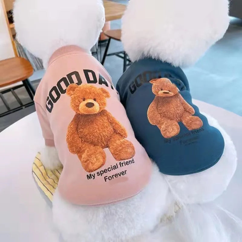 Puppy Clothes Bear Pattern Dog Clothes for Small Dogs Winter Pet Cat Vest Poodle Teddy Yorkie Chihuahua French Bulldog Costumes