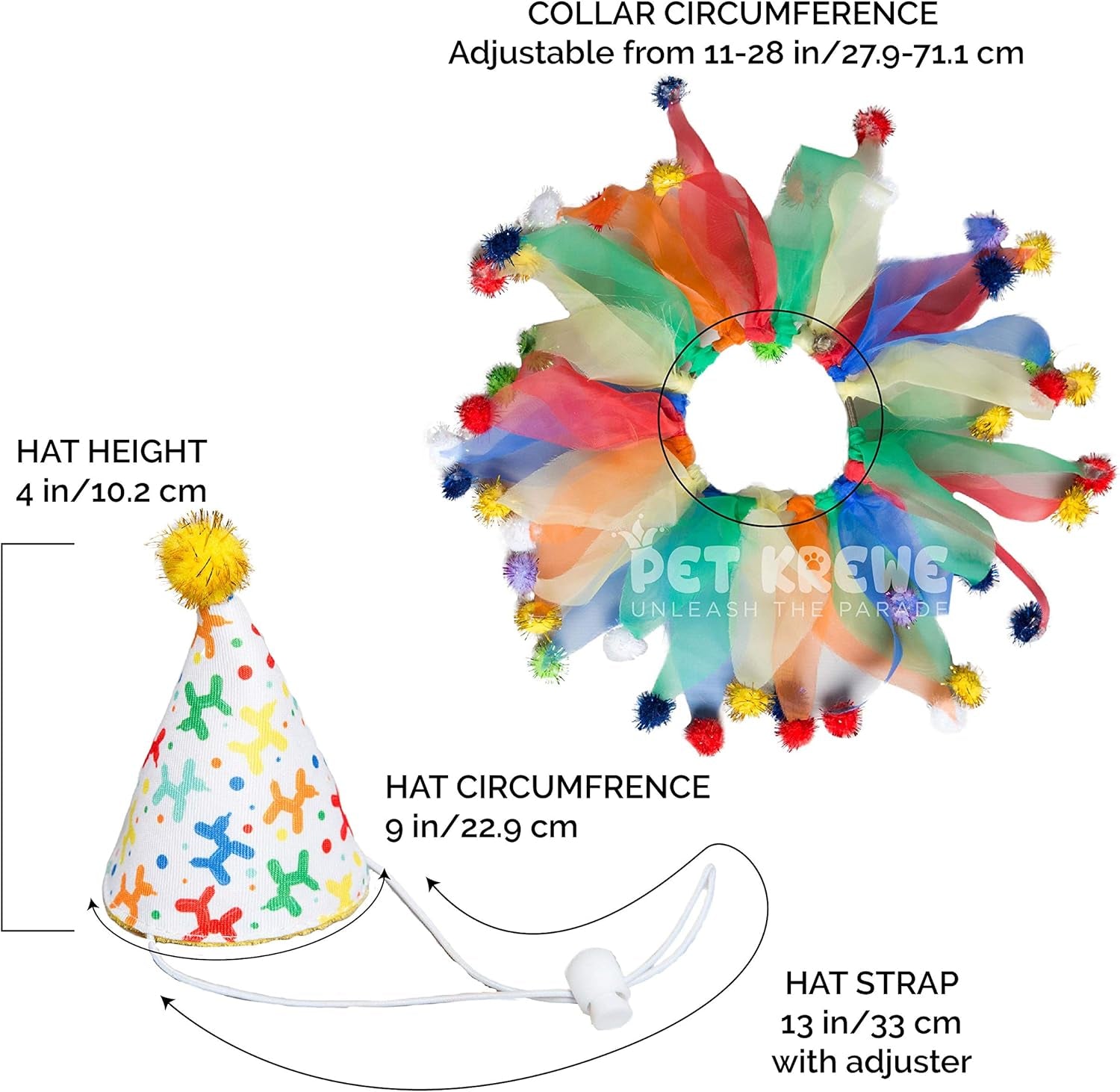 Dog Clown Costume Happy Birthday Hat & Collar Outfit | 1St Bday Party, National Cat Day, Photo Shoots & Celebrations | Doggie & Puppy Clothes | Ideal Gift for Small, Medium & Large Pets