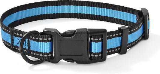 Dog Collar | Nylon Reflective Dog Collars | Light Weight Puppy Collars | Blue Dog Collars for Small Dogs (Blue, Small)
