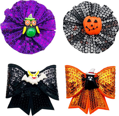 4Pcs Small Dogs Collar Flowers and Bows Charms for Festival Holiday Party Cats Rabbits Slides on Collars Leashes Puppies Medium Dog Collar Attachment