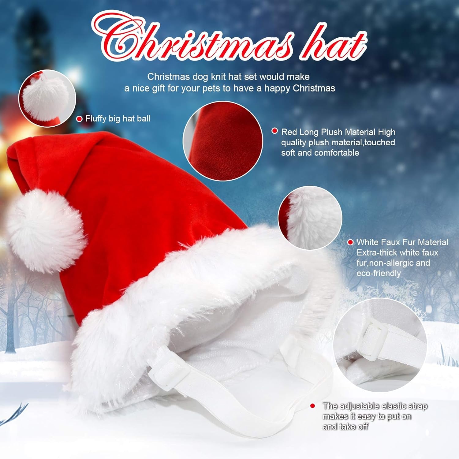 Dog Santa Hat and Scarf Christmas Dog Costumes Pet Santa Hat Christmas Dogs Scarf for Small to Medium Dogs and Cats