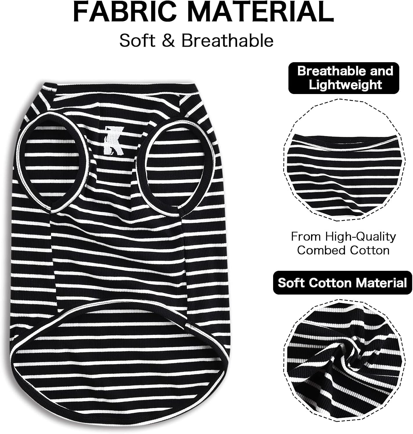 Dog Shirt Vest Lightweight Stretchy Dog T-Shirt Soft Cool Shirts Sleeveless Stripe Vests Breathable Clothes for Puppy Kitty Cats Small Medium Large Dogs 2 Pack Black + Grey [Xl/Extra Large]