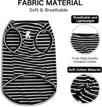 Dog Shirt Vest Lightweight Stretchy Dog T-Shirt Soft Cool Shirts Sleeveless Stripe Vests Breathable Clothes for Puppy Kitty Cats Small Medium Large Dogs 2 Pack Black + Grey [Xl/Extra Large]